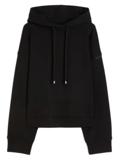 Sportmax Women's  Hooded T-shirt Sweatshirt With Drawstring, Dropped Shoulders & Side Slits In Nero