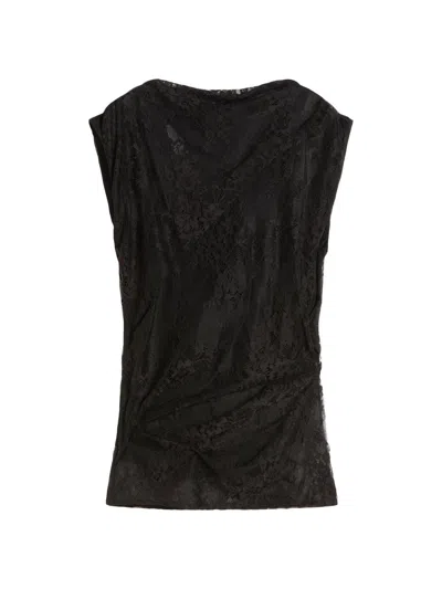 Sportmax Sleeveless Mini Top With Sheer Tulle Lining In Black