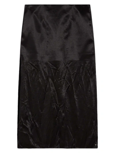 Sportmax Women's Valette Satin Midi-skirt In Black