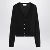 Sportmax V-neck Wool Cardigan With Ribbed Cuffs And Hem In Black