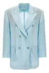 Sportmax Zelig Crinkled-finish Blazer In Blue
