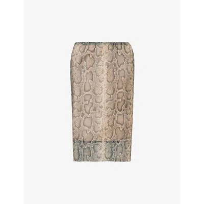 Sportmax Desio Snake-print Woven Midi Skirt In Beige Python