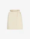 Sportmax Genny Wrap-around Stretch-wool Mini Skirt In Vanilla