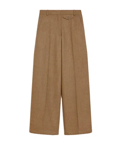 Sportmax Wool Belt-loop Casual Pants In Brown