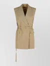 Sportmax Wool Blazer With Belted Waist And Double-breasted Style In Neutral