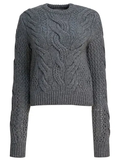 SPORTMAX SPORTMAX WOOL-BLEND CREWNECK SWEATER WITH BRAIDS