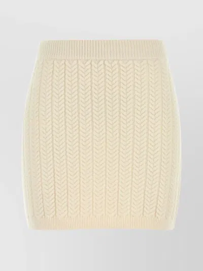 Sportmax Wool Blend Mini Skirt With Ribbed Texture In White