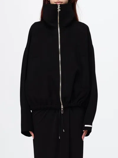 Sportmax Wool Bomber Jacket With High Neck And Zip Fastening In Black