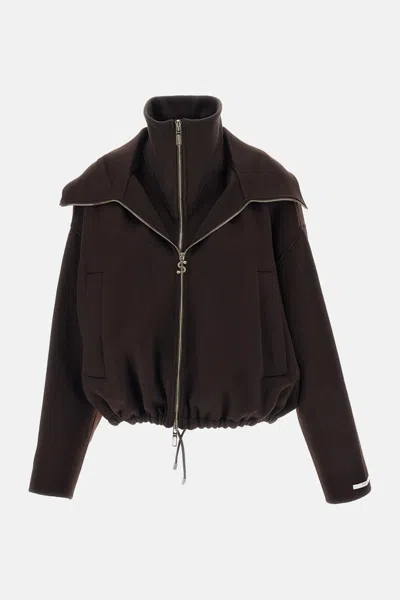 Sportmax Wool Bomber With Confidential Neckline In Brown