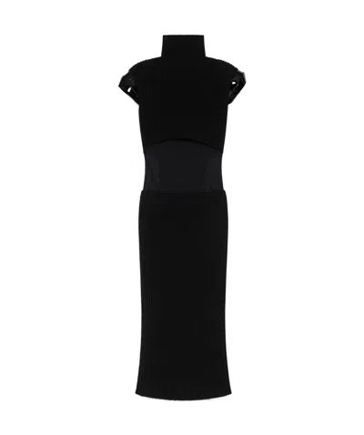 Sportmax Wool Cashmere Asymmetrical Dress In Black