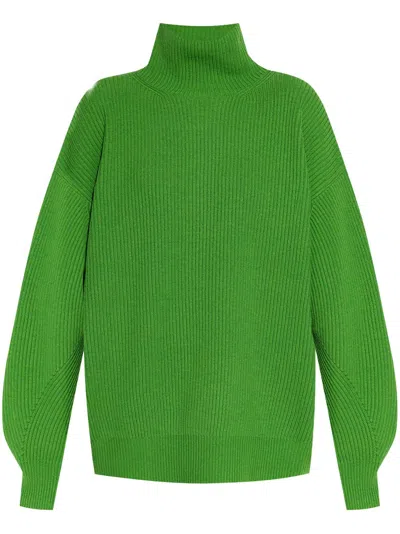 Sportmax Wool-cashmere High-neck Jumper In Green