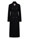 Sportmax Long Double-breasted Wool Coat Featuring Belt In Black