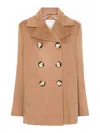 Sportmax Wool Double-breasted Coat With Structured Silhouette In Brown