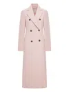Sportmax Double-breasted Long Wool Coat Vent In Pink