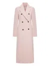 Sportmax Double-breasted Long Wool Coat Vent In Pink