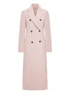 Sportmax Double-breasted Long Wool Coat Vent In Pink