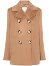 Sportmax Wool Double-breasted Coat With Structured Silhouette In Sand
