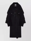 Sportmax Wool Coat With Belted Waist And Oversized Sleeves In Black