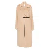 Sportmax Long Length Belted Coat With Notched Lapels In Nude