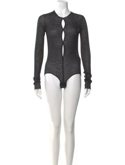 Pre-owned Sportmax Wool Crew Neck Bodysuit In Gray