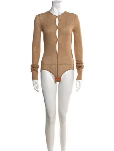 Pre-owned Sportmax Wool Crew Neck Bodysuit W/ Tags In Neutral