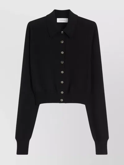 SPORTMAX WOOL CROPPED CARDIGAN RIBBED FINISH