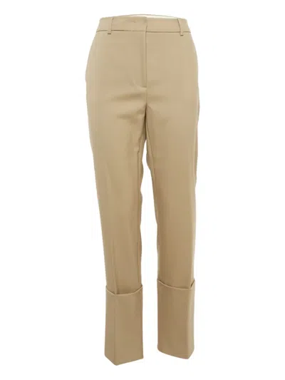 Pre-owned Sportmax Wool Cuffed Trousers In Neutral