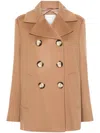 Sportmax Wool Double-breasted Coat With Structured Silhouette In Brown