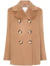 Sportmax Wool Double-breasted Coat With Structured Silhouette In Brown