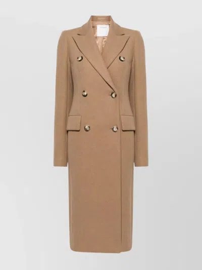 Sportmax Wool Double-breasted Coat With Detachable Belt In Brown