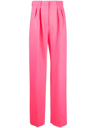 Sportmax Wool High-waisted Trousers In Pink