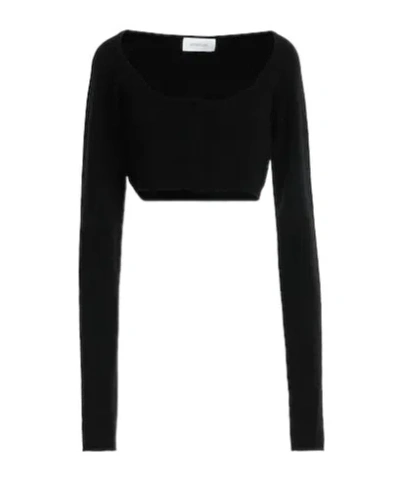 Sportmax Wool Long Sleeve Top In Black