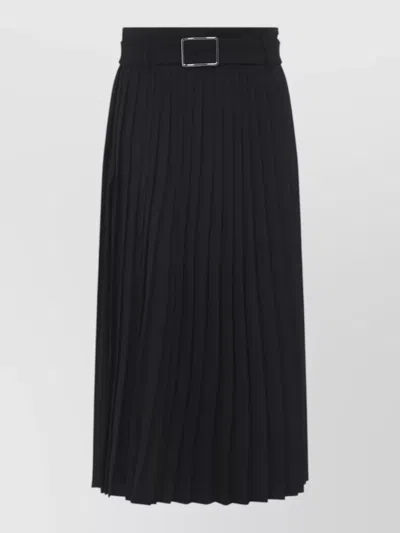 Sportmax Wool Low-rise Pleated Midi Skirt In Blue