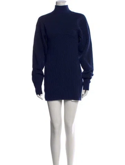 Pre-owned Sportmax Wool Mini Dress In Blue