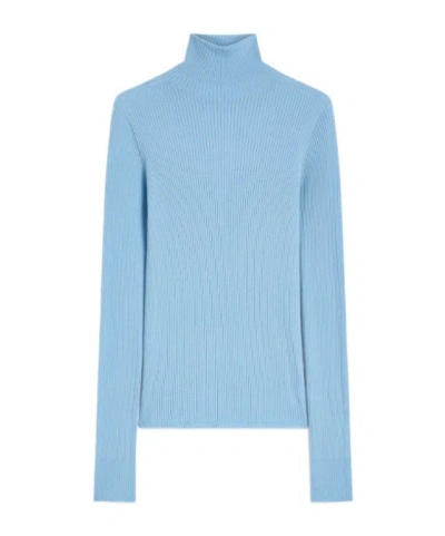 Sportmax Wool Mock Polo-neck Sweater In Animal Print