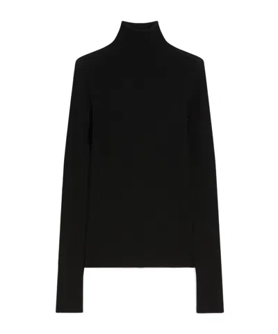 Sportmax Wool Mock Polo-neck Sweater In Black