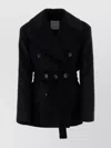 Sportmax Wool Orchis Coat Waist Belted Double-breasted Sleeves Lapels In Black