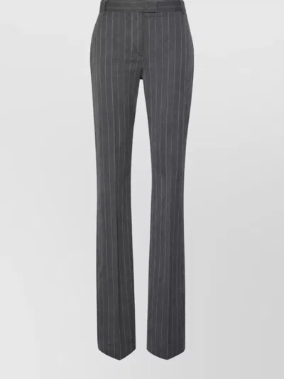 Sportmax Wool Pinstripe Low-rise Slim Flared Suit Trousers In Gray