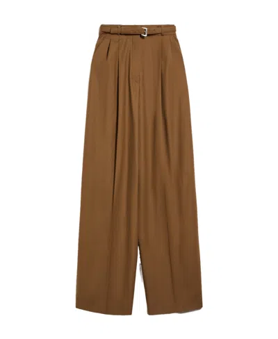 Sportmax Wool Pleated Casual Pants In Brown