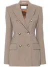Sportmax Wool Houndstooth Single-breasted Jacket With Peak Lapels In Beige
