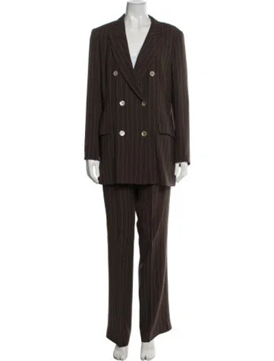 Pre-owned Sportmax Wool Striped Pantsuit In Brown