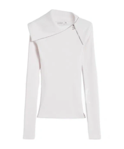 Sportmax Wool Sweater With High Neck Detail In White