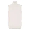 Sportmax Turtle Neck Sleeves Less Woven 'vertigo' Top In White