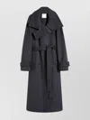 Sportmax Tailored Wool Coat Cinched Belt In Gray
