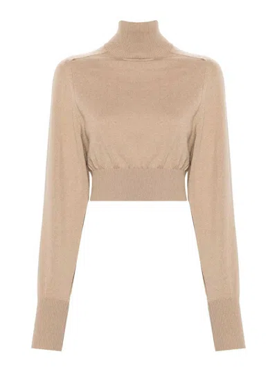 Sportmax Wool Turtle-neck Sweater In Brown