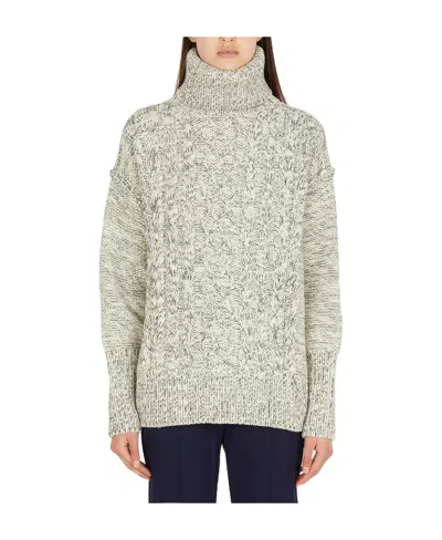 Sportmax Wool Turtleneck Sweater In White