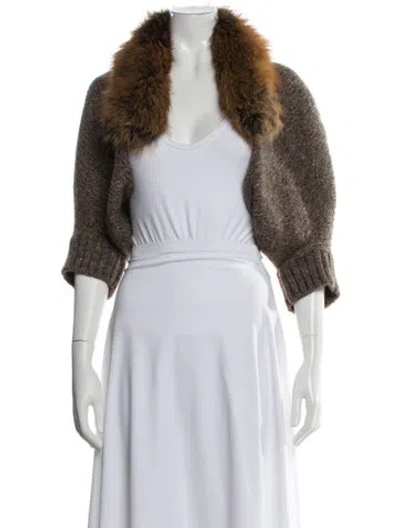 Pre-owned Sportmax Wool V-neck Sweater In Brown
