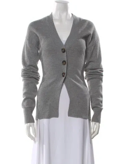 Pre-owned Sportmax Wool V-neck Sweater W/ Tags In Gray