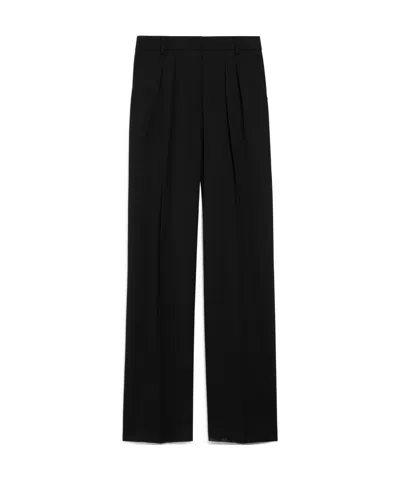 Sportmax Wool Wide-leg Casual Pants In Black