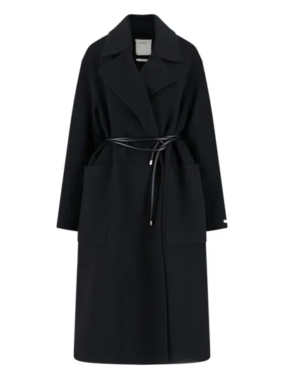 Sportmax Wool Wrap Coat With Classic Lapel In Blue
